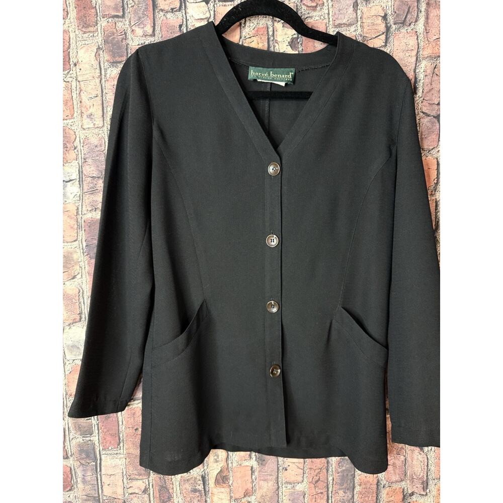 Harve Bernard Vintage Cardigan Button Up Black Shirt Women's Medium
